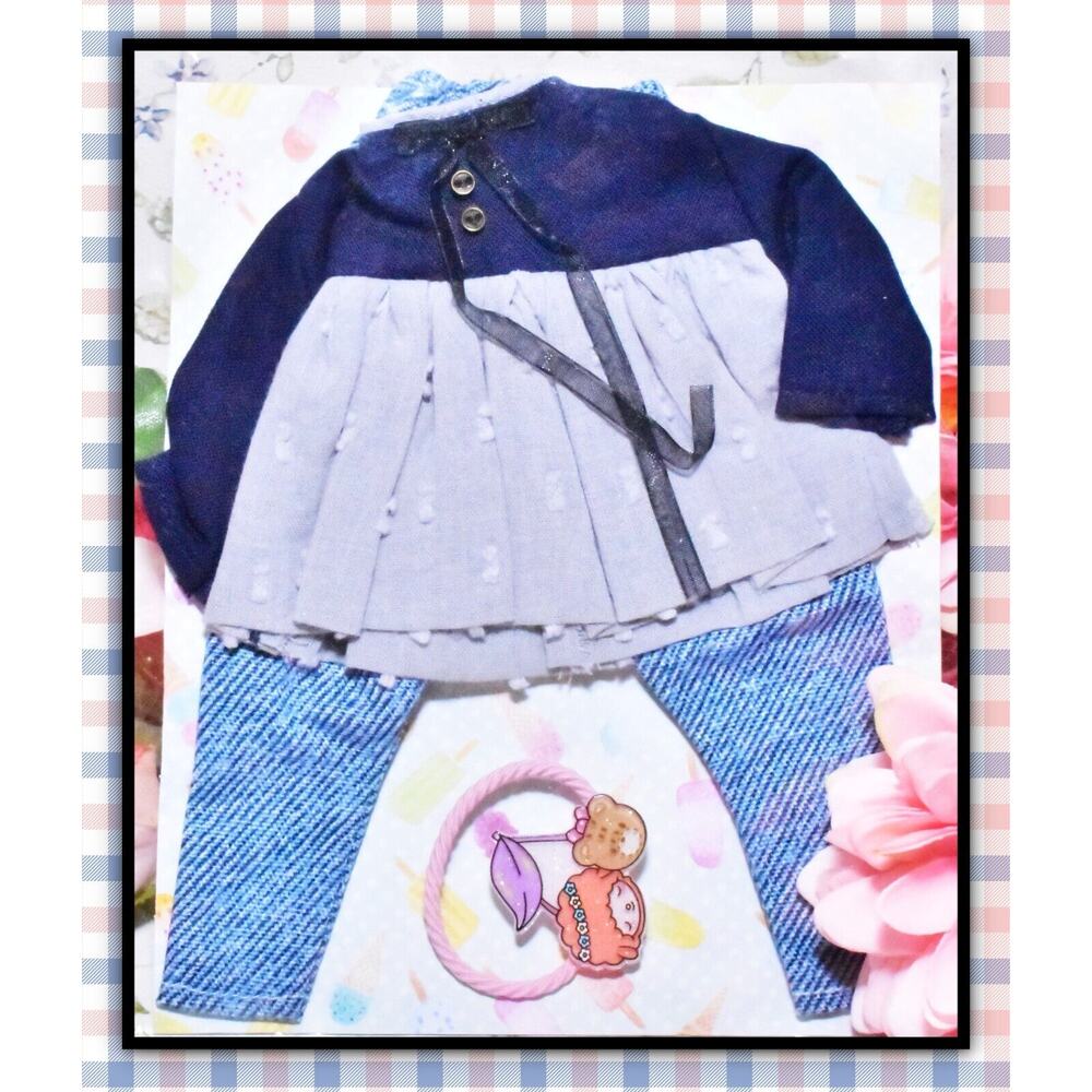 Neo Blythe Doll Outfit Handmade Dealer Pullip 1/6 Clothes Blouse Denim Jeans Set